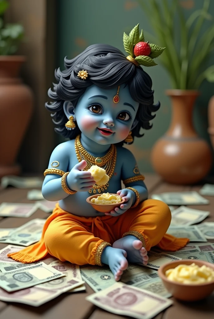 Krishna Bhagwan Bal Rupees me makhan khate hua HD qualite for Youtube logo Bal rupees me