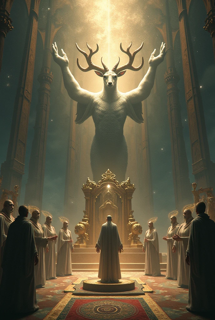 Then I saw a Lamb, who seemed to have been dead, standing, in the center of the throne, Surrounded by the four living creatures and the elders.
He had seven horns and seven eyes, which are the seven spirits of God sent to all the earth.
