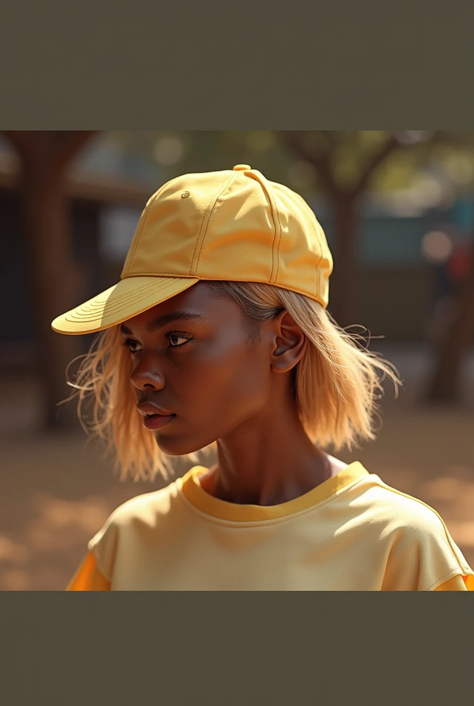 1girl, solo, dark skin, dark-skinned female, upper body, baseball cap, t-shirt, tomboy, portrait, (best quality,4k,8k,highres,masterpiece:1.2),ultra-detailed,(realistic,photorealistic,photo-realistic:1.37),HDR,UHD,studio lighting,ultra-fine painting,sharp focus,physically-based rendering,extreme detail description,professional,vivid colors,bokeh,warm color tones,dramatic lighting