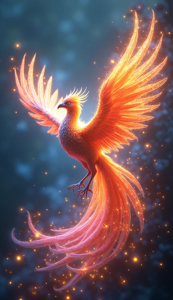 A majestic iridescent phoenix reborn from digital rainbow to holographic flame glaze、16K, Ultra-high resolution, Ultra-high resolution, to be born,wonderful ,future、Iridescent、The world 30 years from now