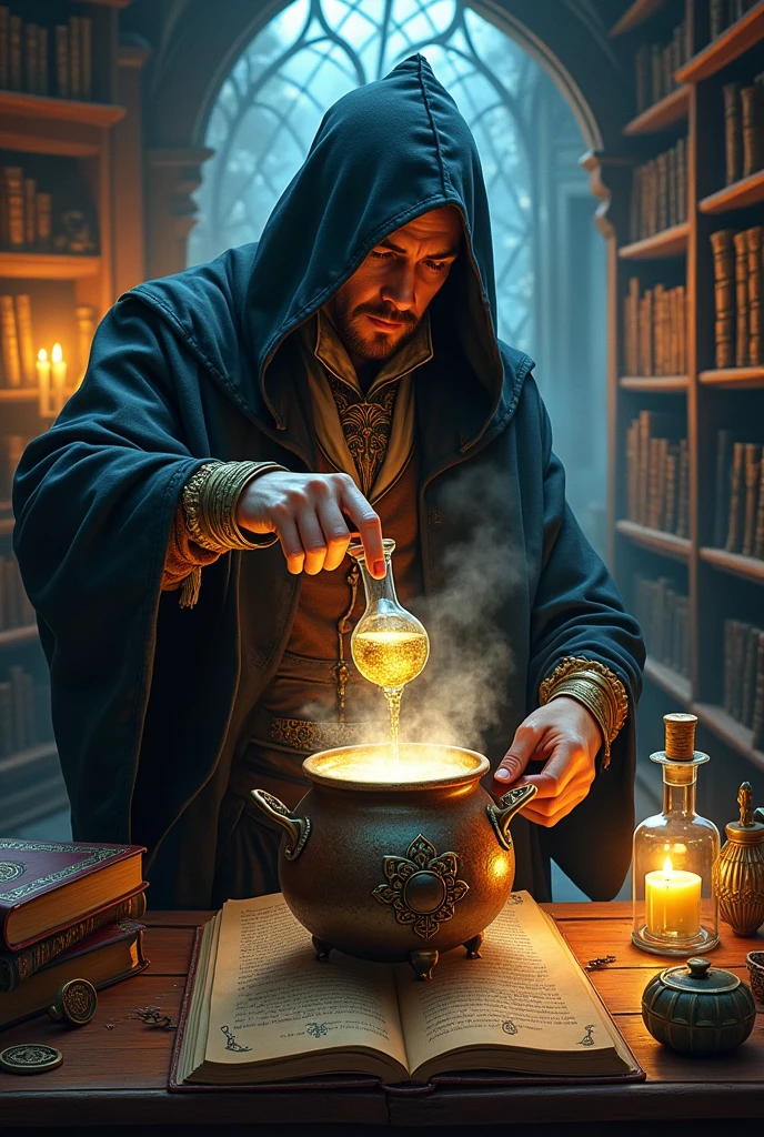 a fantasy potions book cover that evokes a sense of magical world