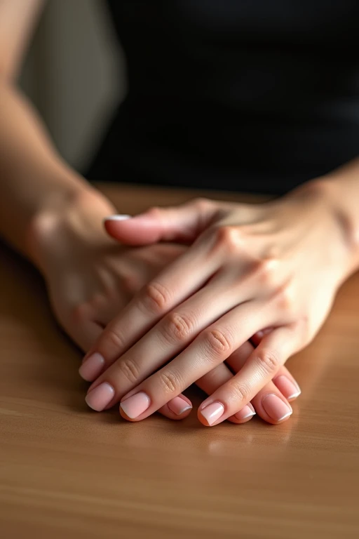 Beautiful hands、nail、Place your hands on the desk