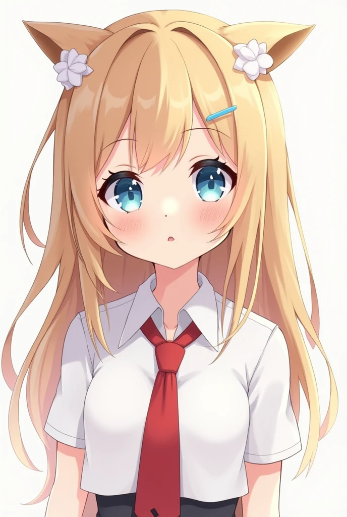 Light brown long hair Light blue eyes Wearing white short sleeves Red tie on neck 2 white star buckles on head Black star mole on cheek(play)
Young Girl ()
anime