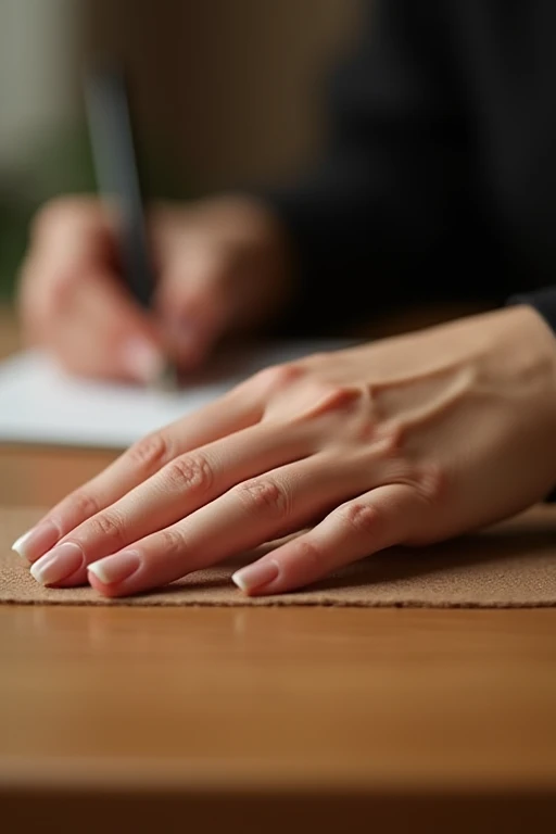 Beautiful hands、nail、Place your hands on the desk