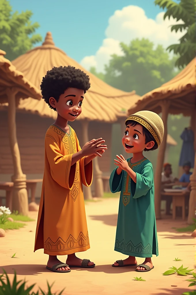 A hausa boy showing to his brother 