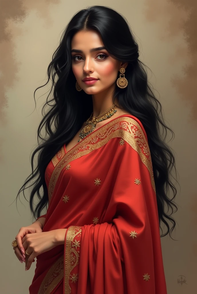 Long black hair gril,  face pretty, dress saree indian gril, skin tone white, boby shap curve