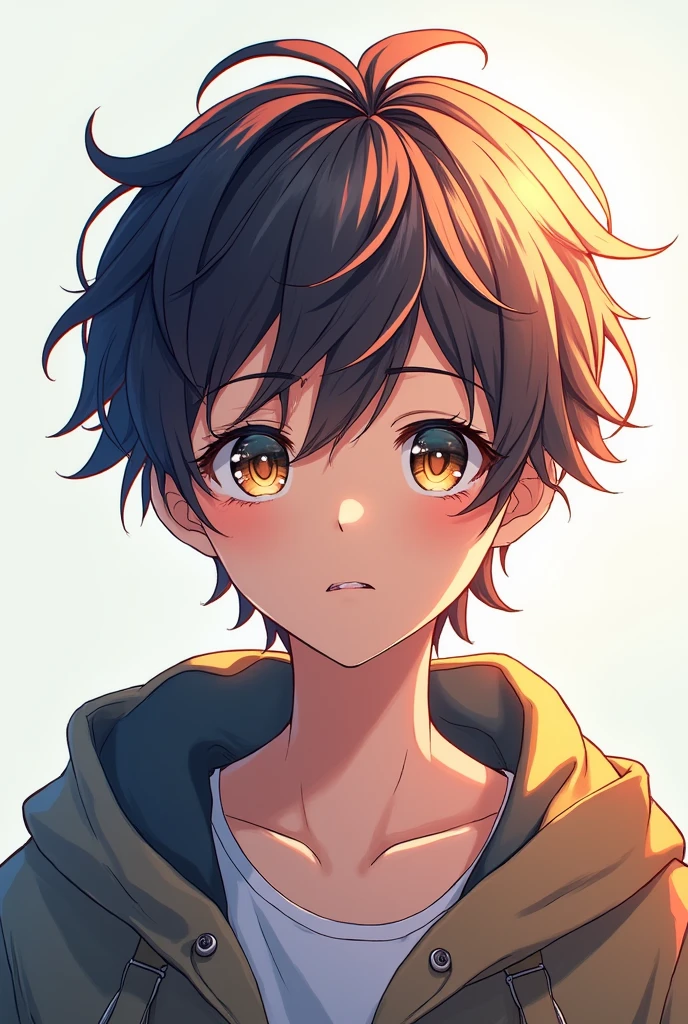 Anime boy looking in front of camera