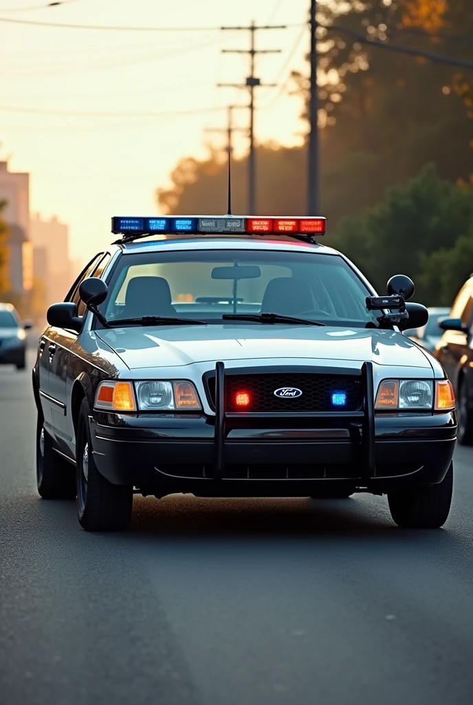 Ford Taurus American police car, white color with black police wheels