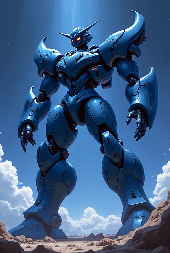 Deep indigo, anime, Giant Robot, Curved, fluid, Junmin, Beast Mode, Fighting, Muscular, Thin legs,Evangelion, Super robot full body image, Simple Background,universe, slouch,