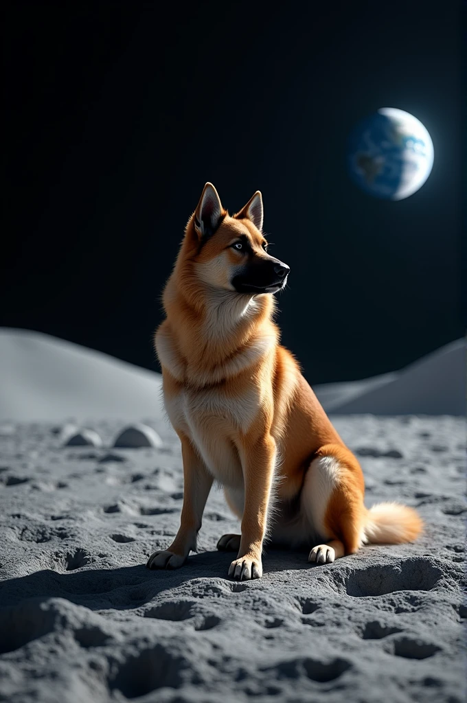 A dog on the moon
