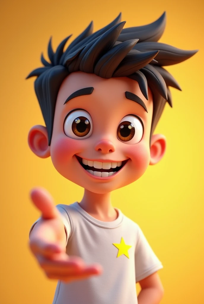 A cartoon boy giving introduction age 18