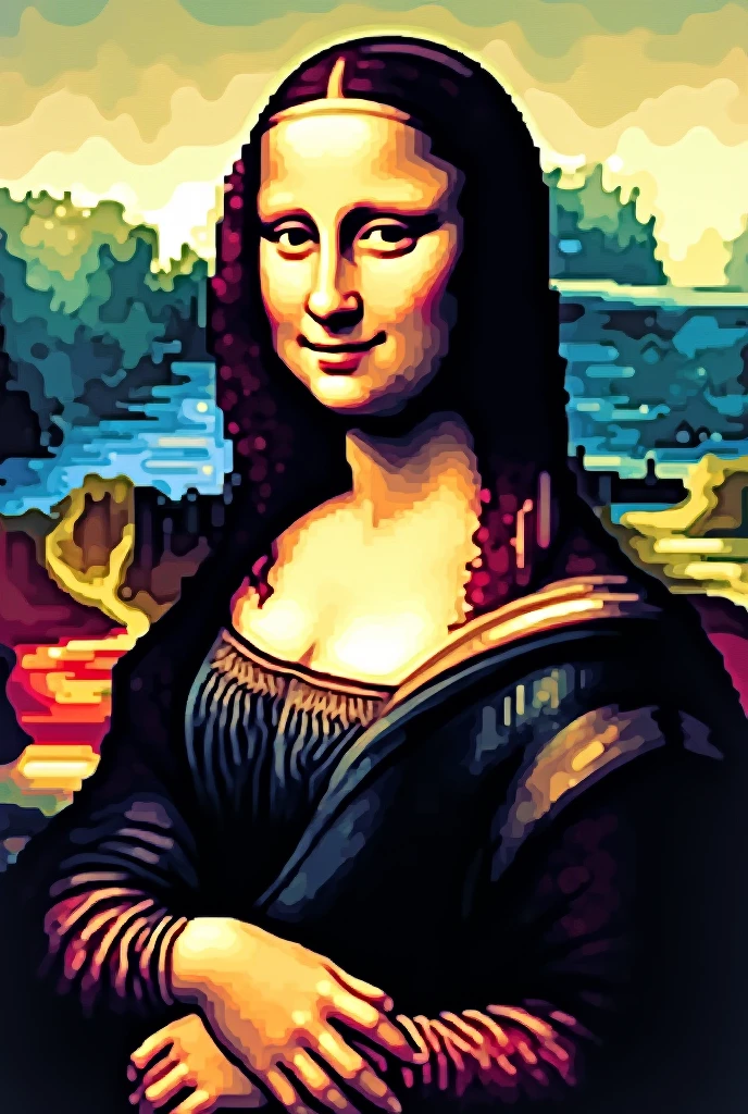 Create the abstract pixelated Mona Lisa