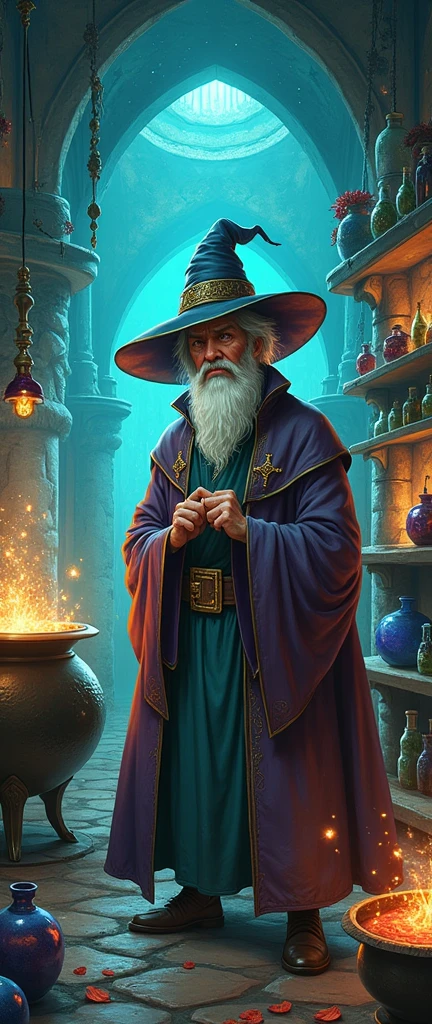 a fantasy potions book cover for students to learn potions it has to 
have space for a title