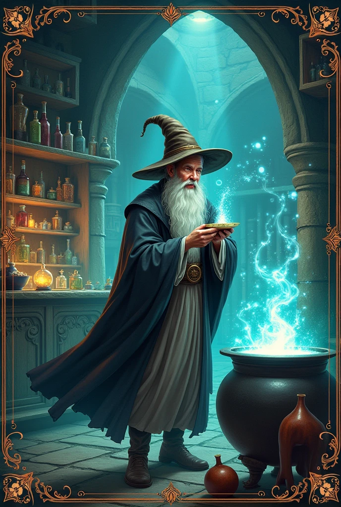 a fantasy potions book cover for students to learn potions it has to 
have space for a title