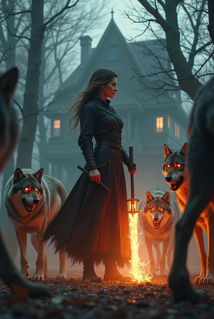 A 1 woman protect your self in hunter wolf woman firemasaal take a hand’ nigthmare’ hellowin house’ wolf attak to woman’ woman to be protect