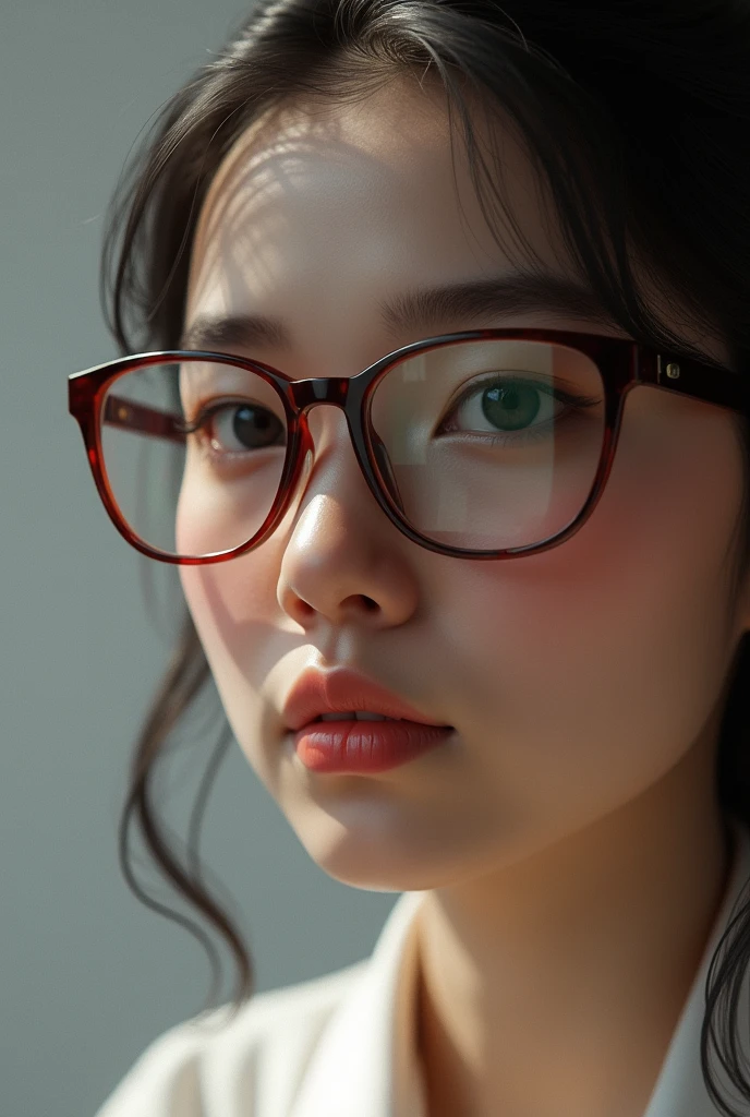 Okay, put the glasses I mentioned earlier on and draw realistically.