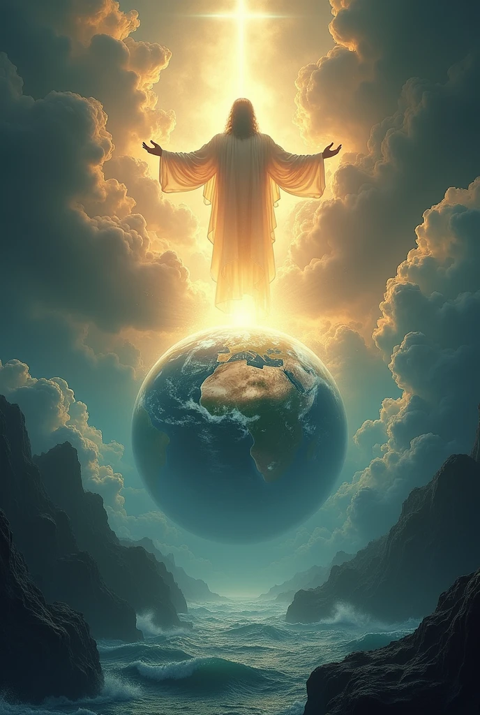 god creating the earth and his spirit hovering over the waters