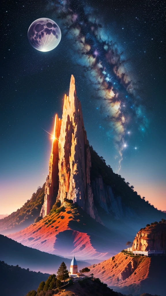 Create an album cover "Cosmic Rhythm" The awe-inspiring beauty of nature and the mystique of the universe come together. Majestic Mountain々meets the vast ocean、Imagine the surreal landscapes of California。, Starry Sky. In the foreground a towering tree々It is depicted, The leaves sparkle like stardust. Use a dark color palette, A rich tone like deep blue, purple, Black, The vivid brightness of celestial bodies stands out. In the sky, Constellations form musical notes and rhythms, Suggesting cosmic influences on music. Surrounded by hills, See the iconic Hollywood sign, Subtly illuminated by the mysterious light of the moon. The scene should evoke a sense of wonder and reflection., The grandeur of California&#39;s natural beauty meets the infinite mystery of the universe. Add elements like floating instruments and abstract waveforms that seem to pulse with cosmic energy., Highlight the theme of the album "Cosmic Rhythm."16K, Ultra-high resolution, Ultra-high resolution, to be born,wonderful ,future、Iridescent、The world 30 years from now