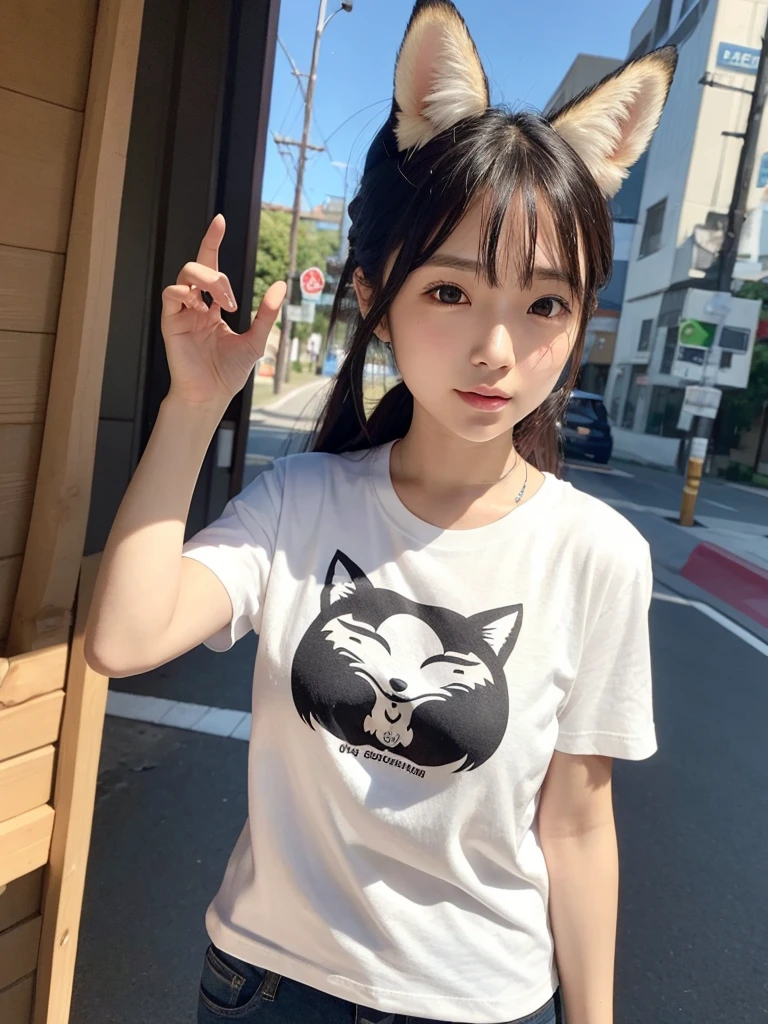 One person, chest, 大きなchest, Fox Ears, T-Shirts