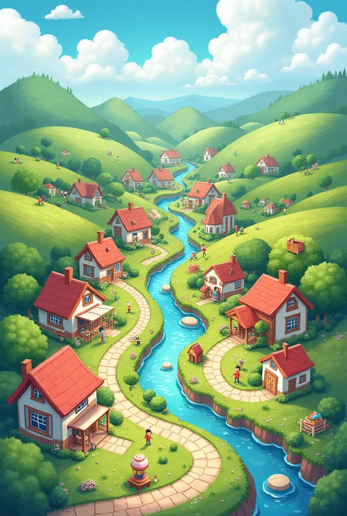 Draw your easy 
dream simple community. You can use any coloring materials to make it colorful
