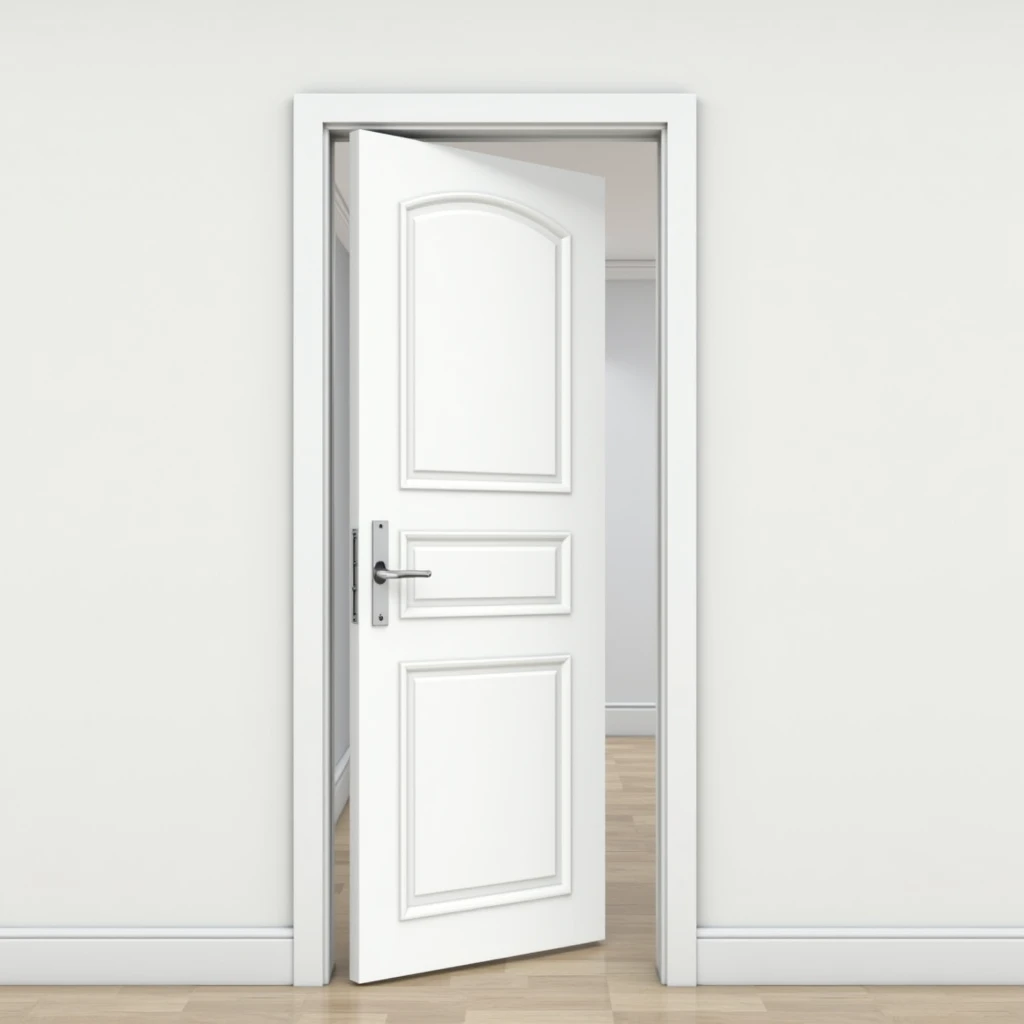 White Door,Door smooth, Divided into 3 equal white pieces with horizontal interlocking(Per piece),Height 90m x 0,Width 8