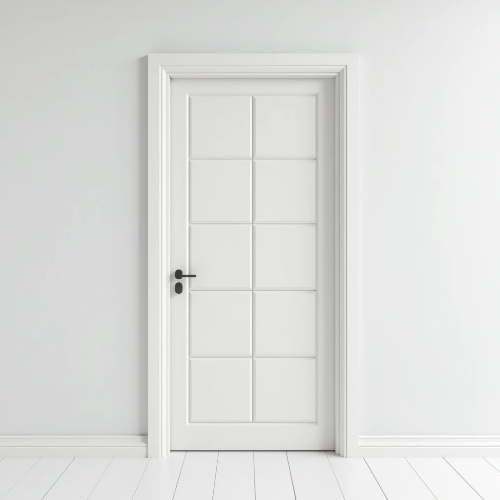 White Door,Door smooth, Divided into 3 equal white pieces with horizontal interlocking（Per piece）,Height 90m x 0,Width 8