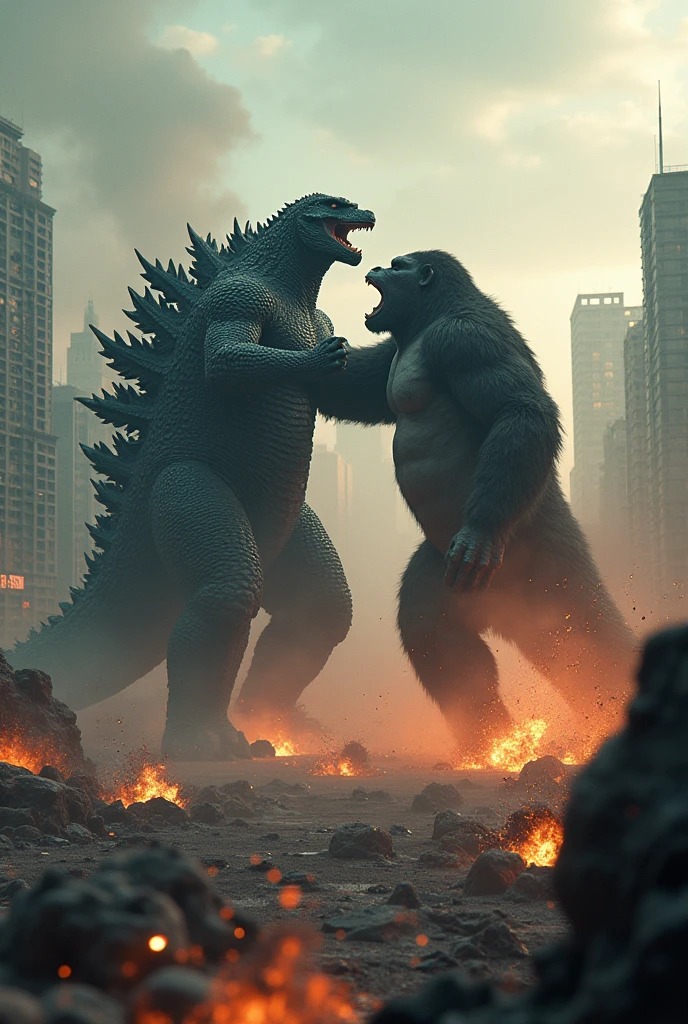 Godzilla and king kong fighting