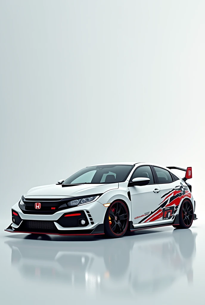 White Civic G10 car with sports sticker 

