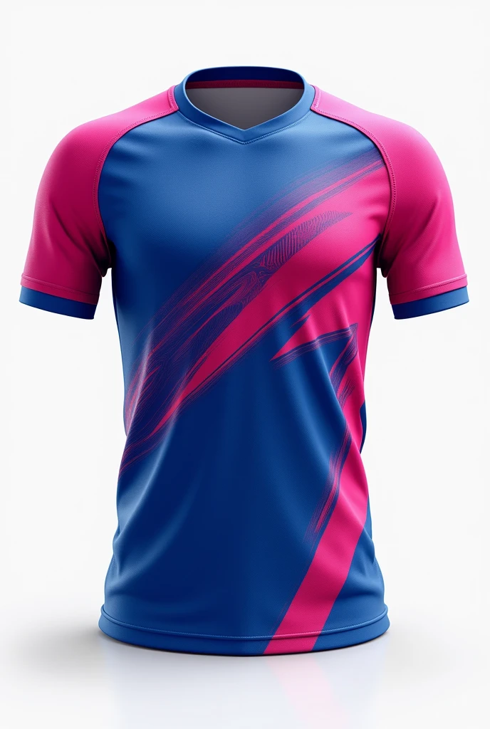 Create a sports jersey design with color of Blue and Pink