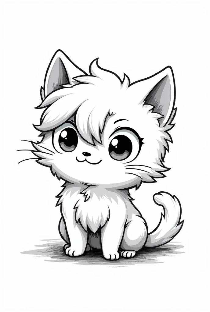 black and white drawing of meowbah manga art style