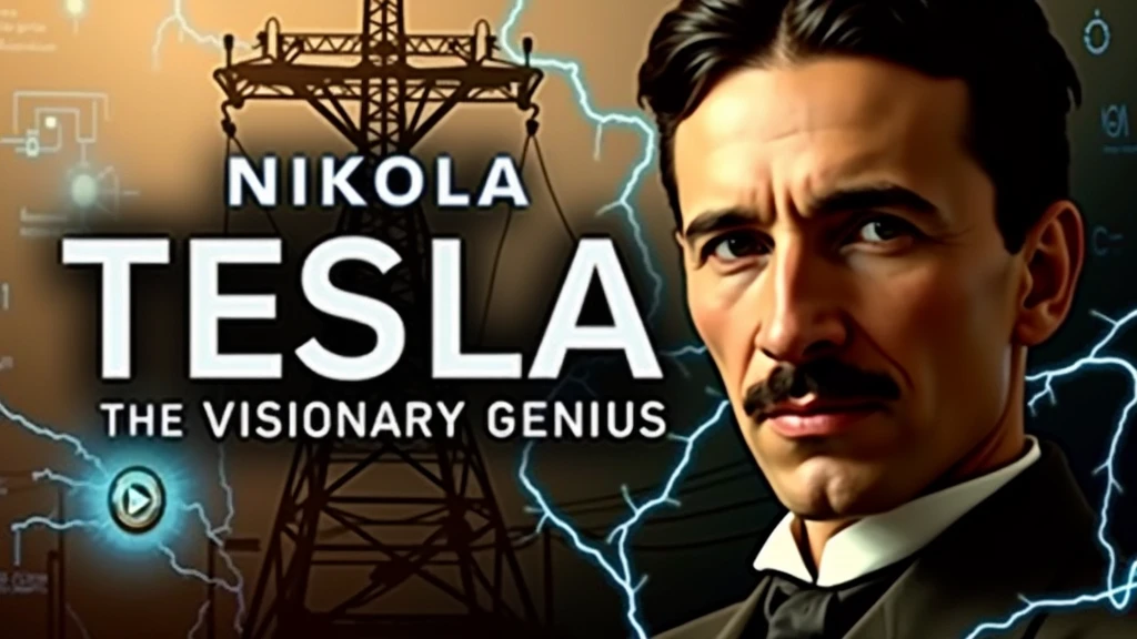 Imagem central de nikola tesla: Show Tesla in a thoughtful pose, surrounded by visual effects that refer to electricity, like blue lightning and sparks, symbolizing his inventions and genius.
darkness background: To highlight Tesla, use a dark background with shades of blue and black, which creates a contrast with the rays of electricity, reinforcing the atmosphere of mystery and innovation.
Additional Elements: Add elements such as circuit diagrams, a power tower (como a Torre Wardenclyffe) or a Tesla coil to reinforce the scientific theme.
texto:

Short and impactful title: "nikola tesla: The Visionary Genius"
Typography: Use a modern, futuristic font in white or light blue, with a slight shine to make it stand out.