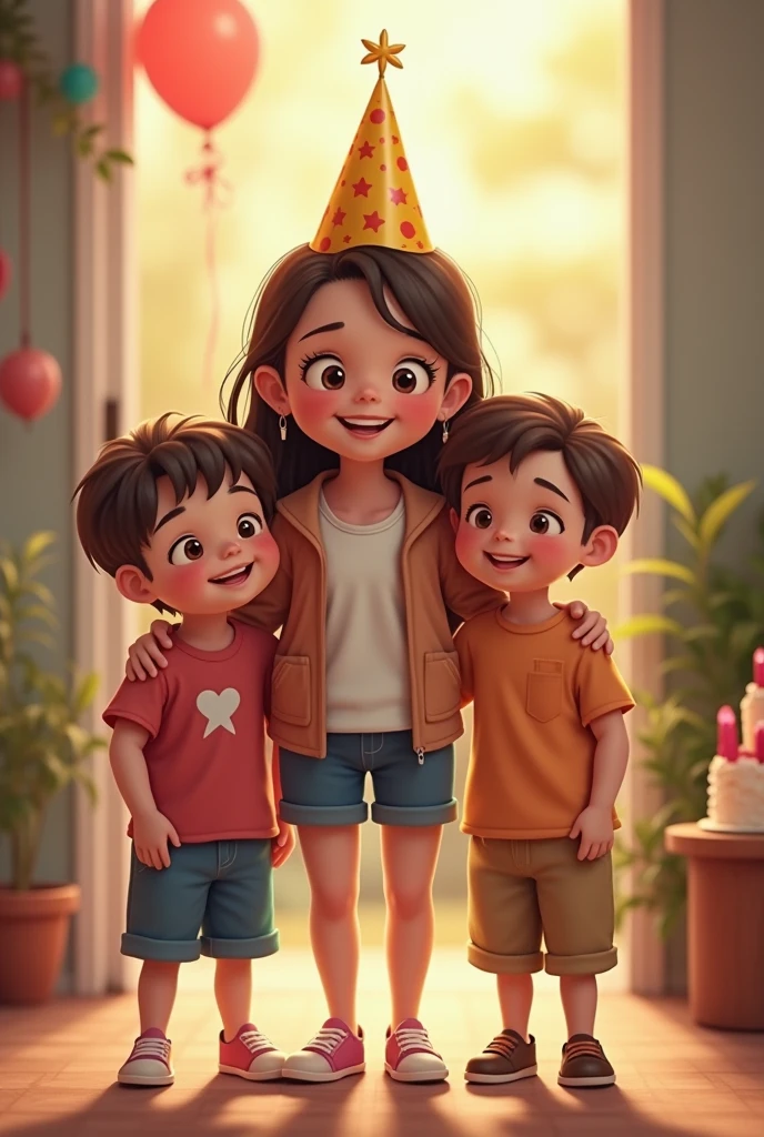 I will have a birthday.. Please make me a picture of us together (girl and two twin sisters (laki-laki) when I was a teenager, and they are still toddlers