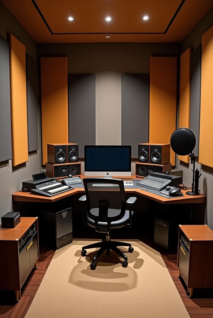Create a recording studio in a room 4 meters by 4 meters