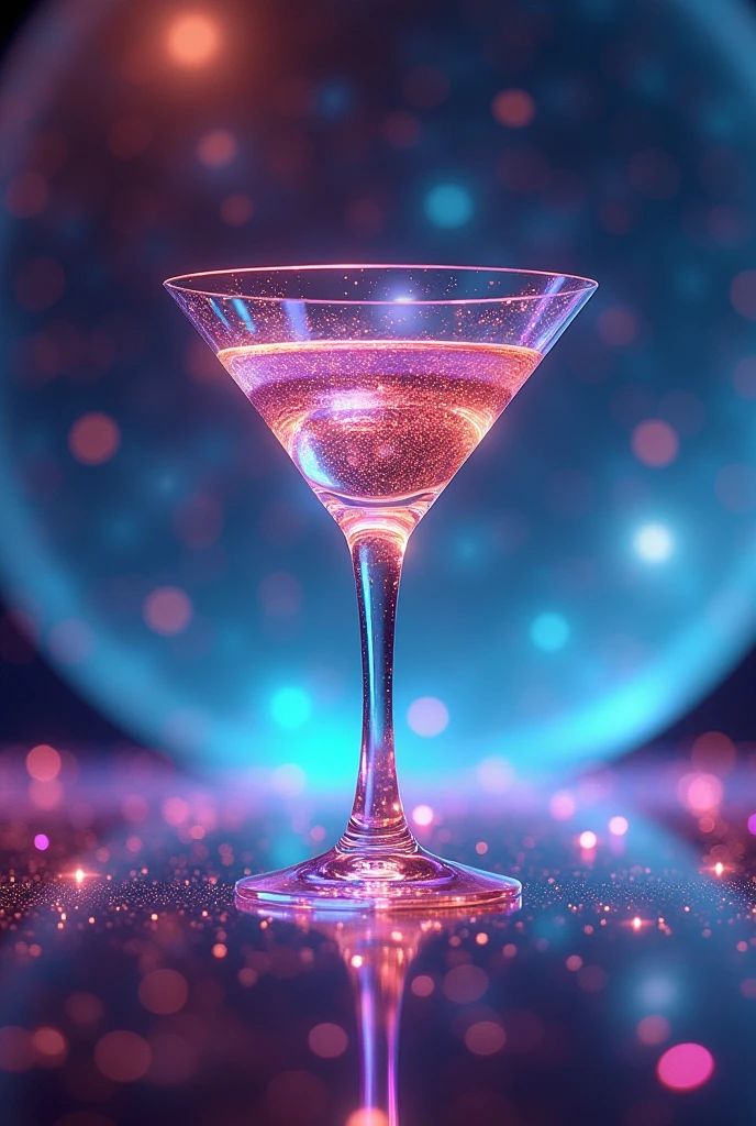 Inspired by Cuphead、Martini glass background combined with animated galaxy 、16K, Ultra-high resolution, Ultra-high resolution, to be born,wonderful ,future、Iridescent、The world 30 years from now