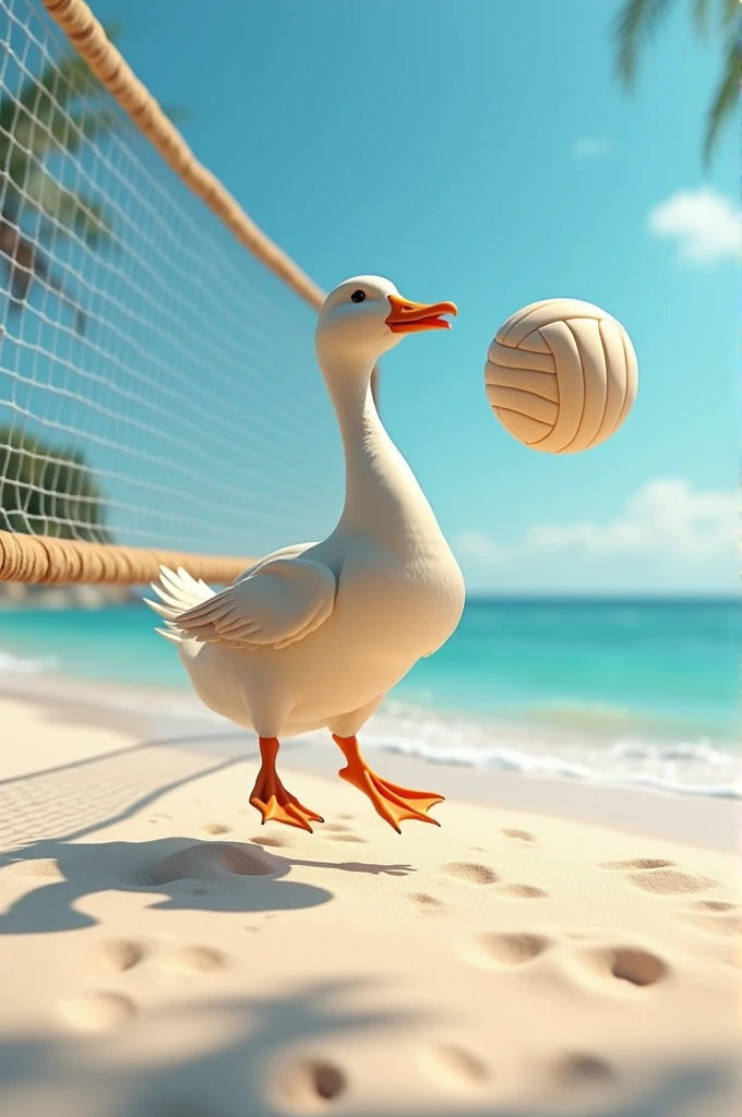 Aestethic duck playing volleyball