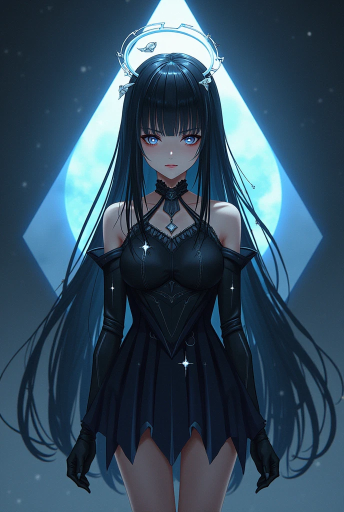 beautiful woman, 30s, gothic, 2d background with light effects