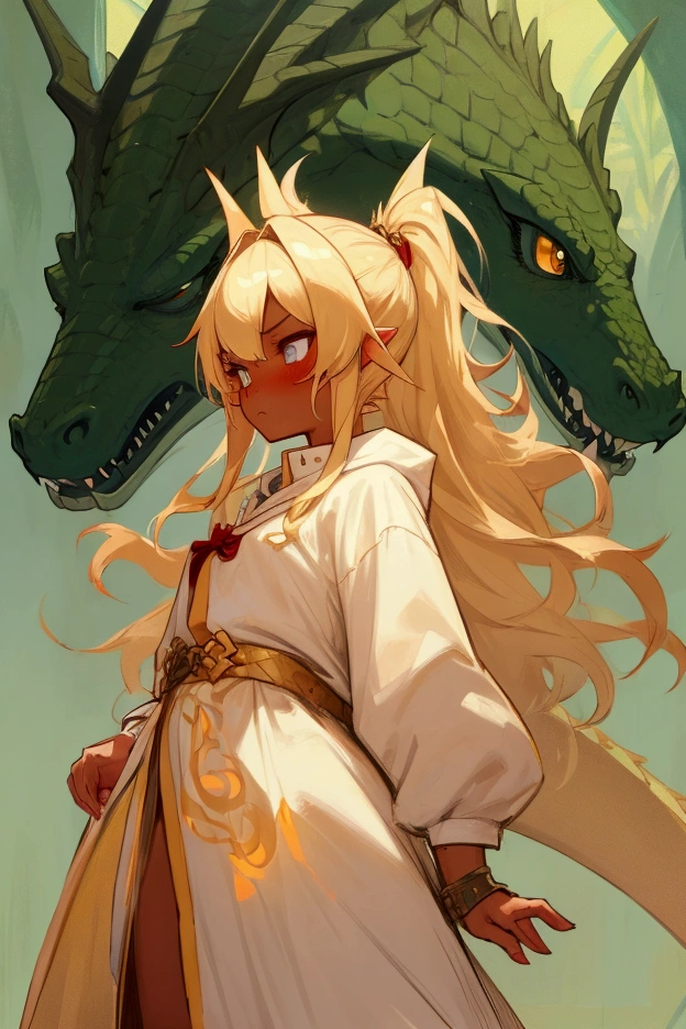 Concept Art, Girl, Blonde, Tsundere, Dragon, Tanned