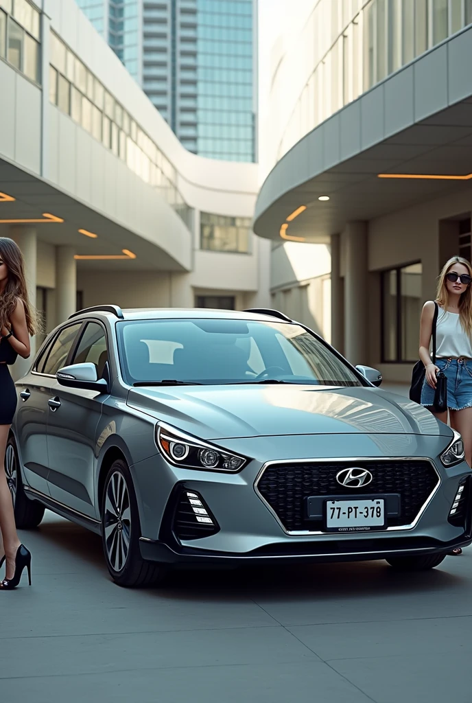 Hyundai i30 2009 gray color 77-PT-378 with girls