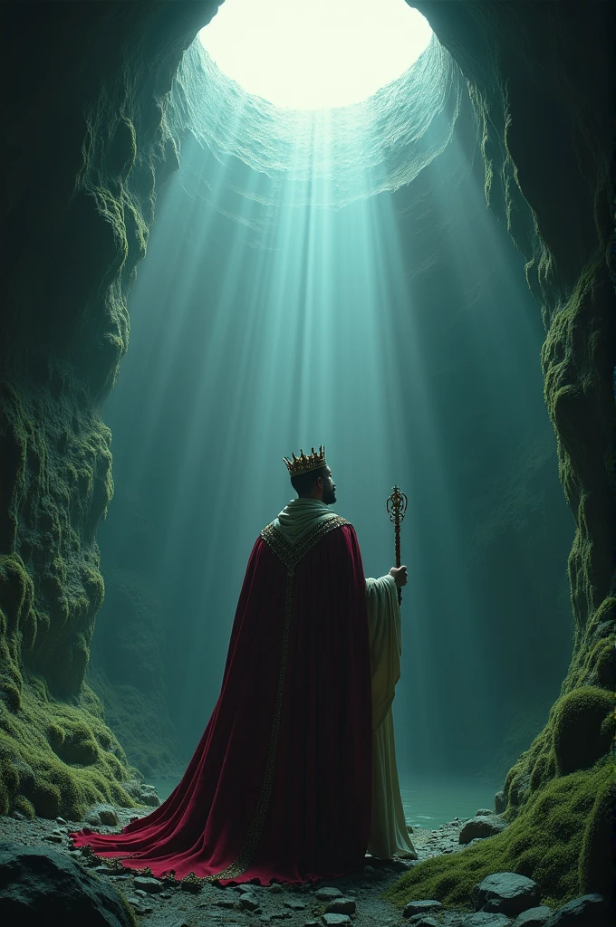 Image of a king inside the well