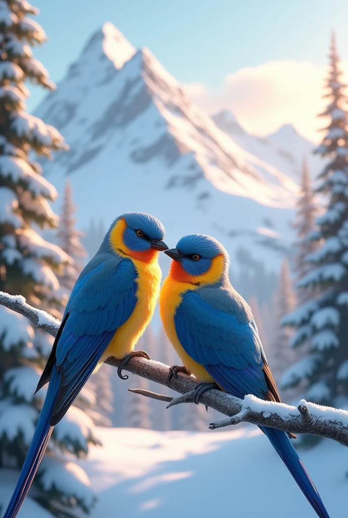 Snow Mountain, Agapornis fischeri, Blue-and-white lovebird, Fischer’s Lovebird, Colorful birds, snow day, Agapornis fischeri perched on a tree branch, The sunlight is beautiful through the trees, Grooming yourself