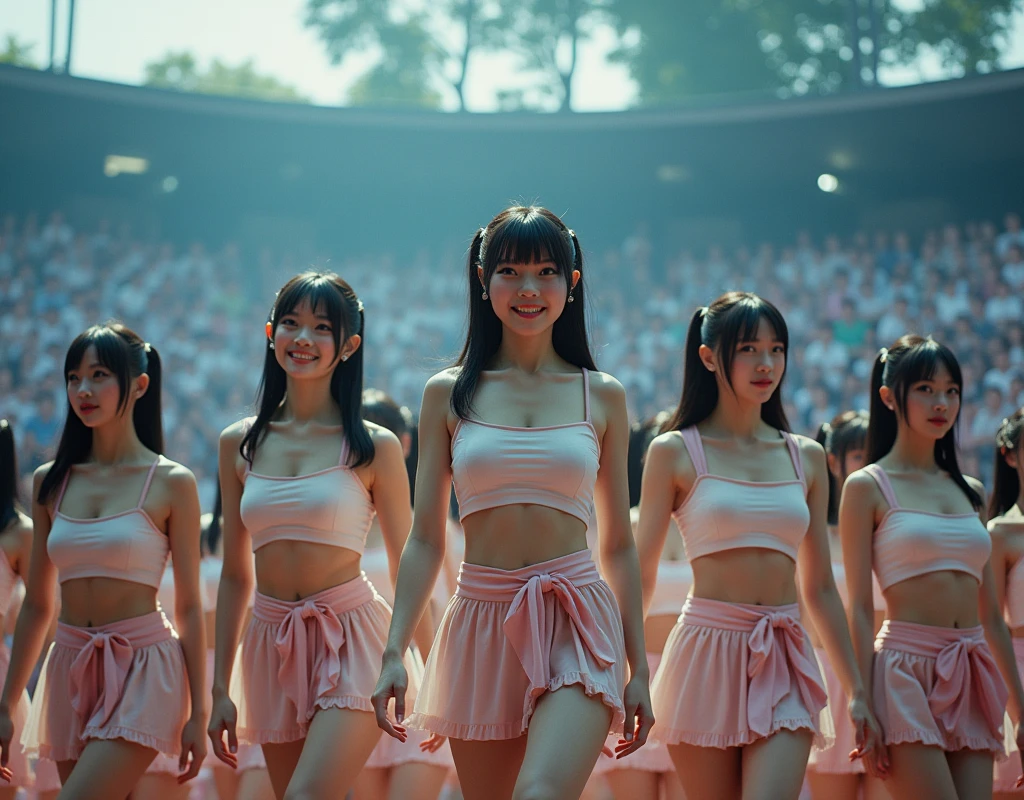 (((((Japanese Clone-girls=Myself))))), (((Super Best masterpiece Clone-girls Raw Photography Art))), (((16K, Highest quality, Ultra-high resolution, RAW Photos))), (((It&#39;s so unrealistic., With unparalleled depiction, With an unfathomable sight, An unprecedented and shocking worldview, Clone-girls: In a world of mass reproduction, Ultra-realistic))), (((Japanese Girls, Yokoyama-Yui, 22yo, Small face, Thick black hair, Semi-long hair, Dark Eyes, Mature face, Cute Smile, Smiling face, A gentle gaze, (((Very pleasant look)))))), (((Very beautiful detailed girls, Accurate body structure, Accurate body movements, Very detailed body, (((Super big breasts, Large bulge of ample breasts)))))), (((Nogizaka46 - Idol group stage costumes, Short skirt, hour々I can see your pants, Cleavage Emphasis, Emphasise the fullness of your breasts))), ((((((((Very detailed, Myself cloning, Depiction of splitting oneself, 1Myself girl→1,000,000,000,000,000,000,000,000,000,000Myself cloning girls)))))))), (((((((Myself clone-girlsから, Myself keeps multiplying, (Very detailed and intricate, To the exact, Flawless, (((In the same female body,With the same face, With the same hairstyle, In the same clothes, At the same height, 同じSuper big breastsである))), In a detailed depiction), 1,000,000,000,000,000,000,000,000,000,000 people))))))), (((((Myself girls only))))), (((((1,000,000,000,000,000,000,000,000,000,000Myself girls))))), (((((Very detailed depiction, A singing and dancing Myself idol group, On a large outdoor stage, A gorgeous, full-body dance performance, Over 100 people, Gaze into the audience, Fun and powerful singing, Dance with unified group movements))))), (((Very detailed, The auditorium is packed, The whole audience is Myself&#39;s crowd, Dressed differently from idol groups))), (((((The camera focuses on idol groups., Clear and accurate perspective depiction, Ultra-wide field of view, wide view, Focus on the average value of the image))))), The best dance performance ever, Myself and the others were going crazy and the atmosphere was at its peak.