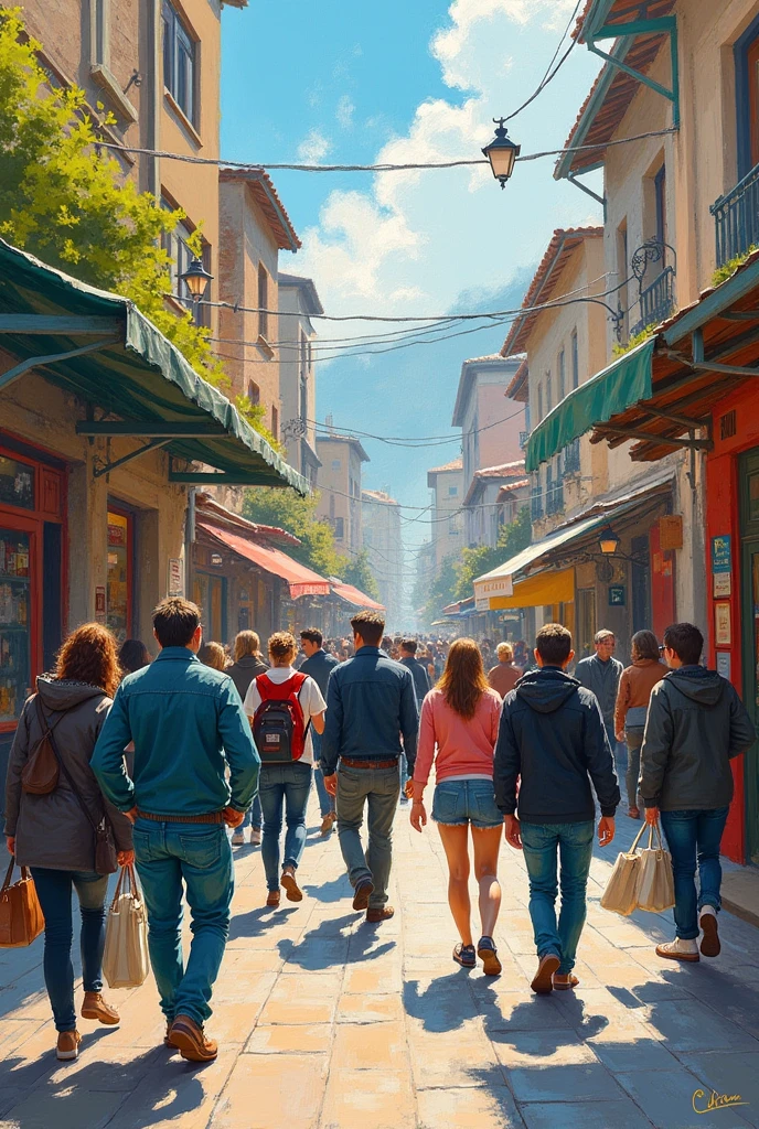 Impressionism painting everyday scene with title