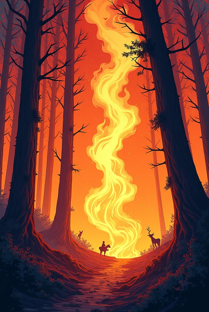 Forest on fire coloring page
