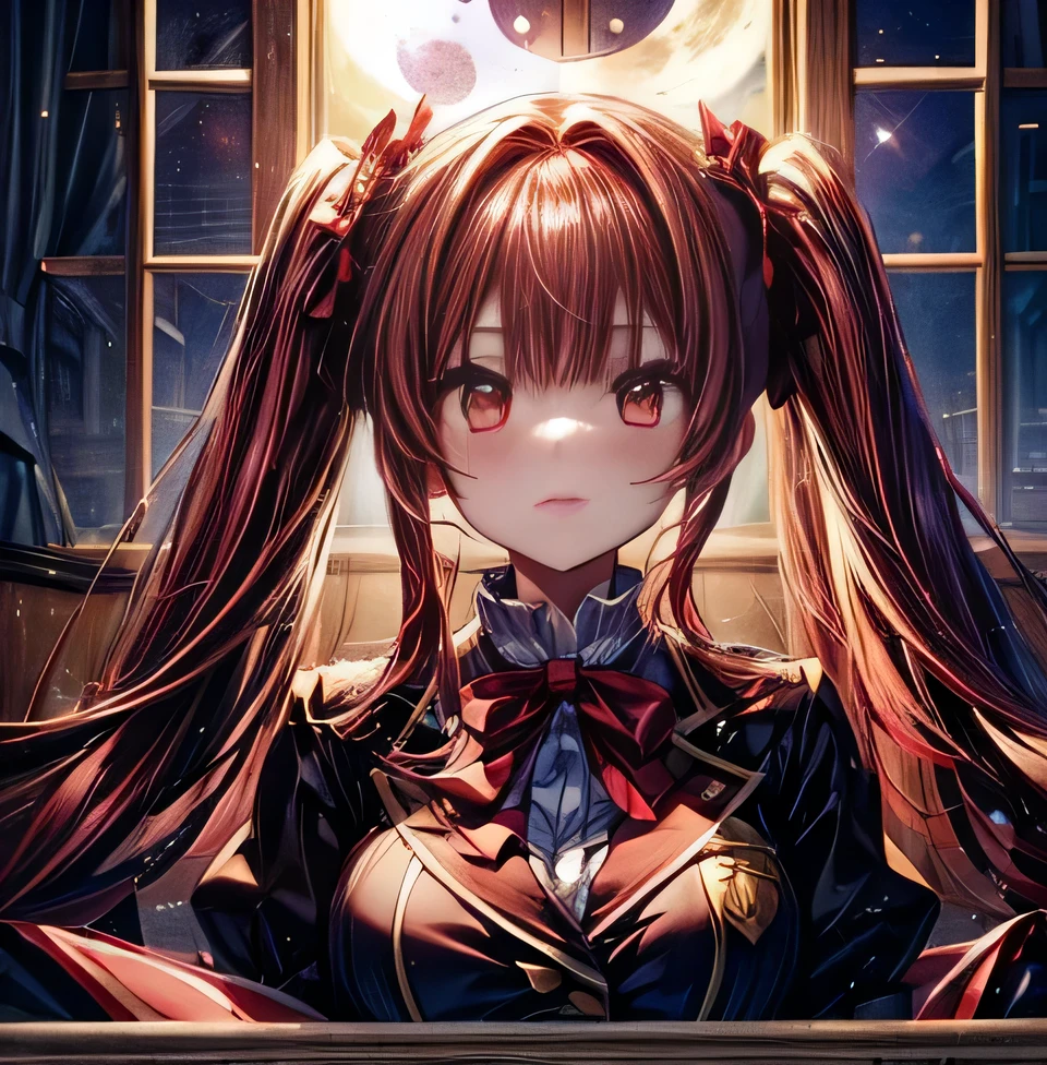 Umineko no Naku ni ni Enju uniform moon School night Bangs Patsun Dark red twintails Crimson hair color