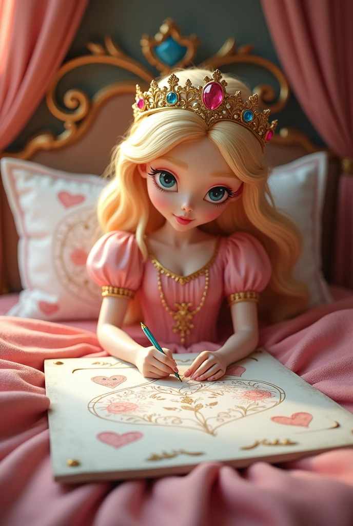 The princess's bed which has legs, hands and face drawing pictures