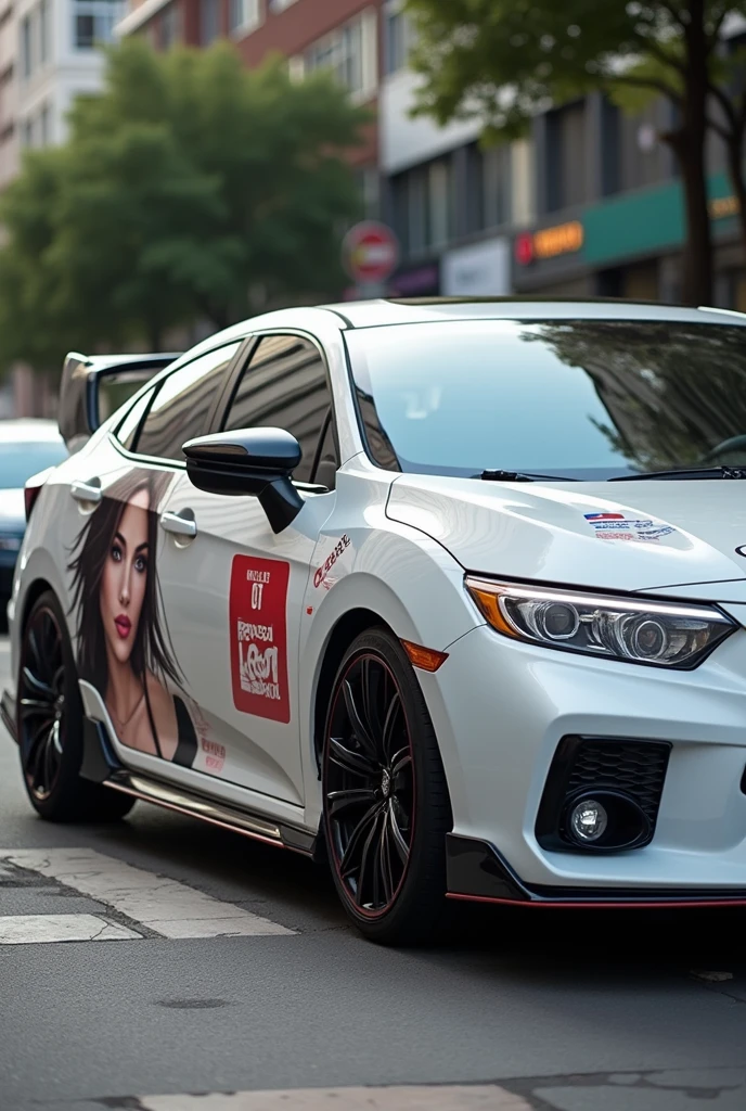 White Civic G10 car with Rayssa Leal sticker