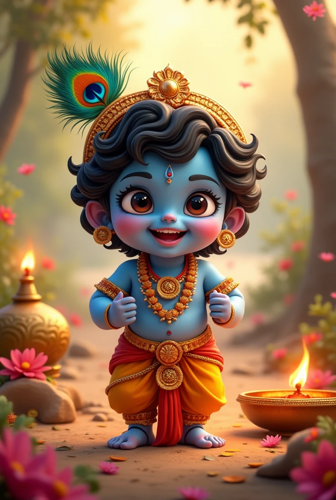 Krishna child cute happy janmashtami.