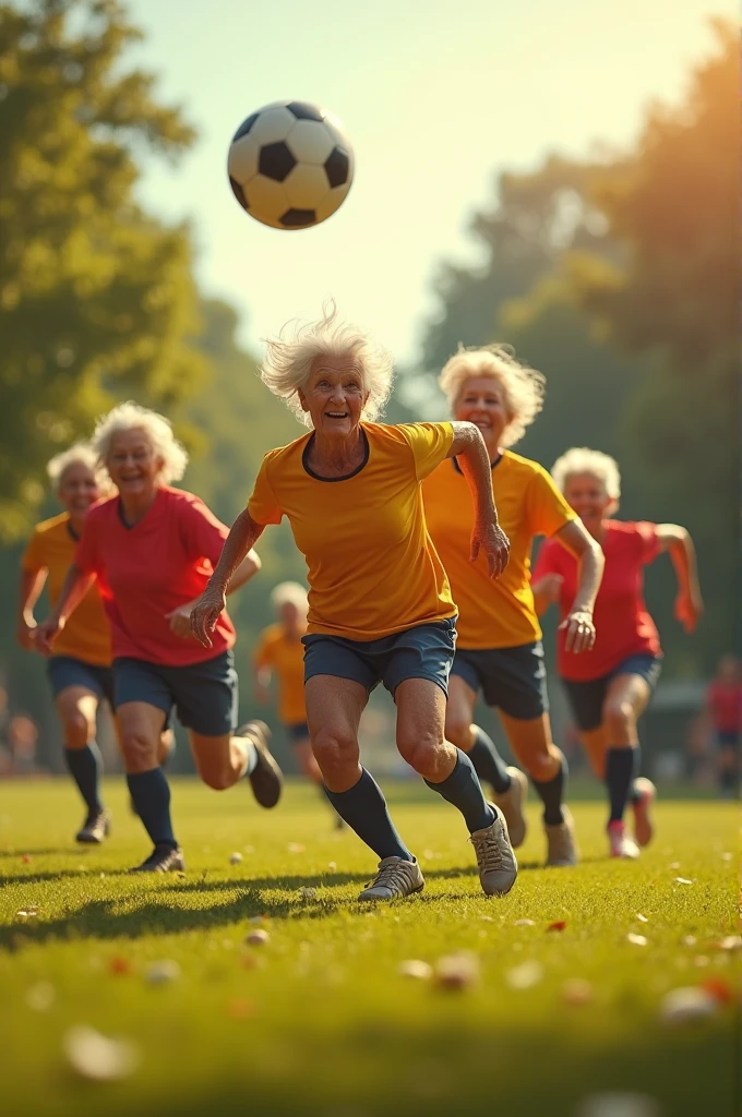 Grandmothers playing football