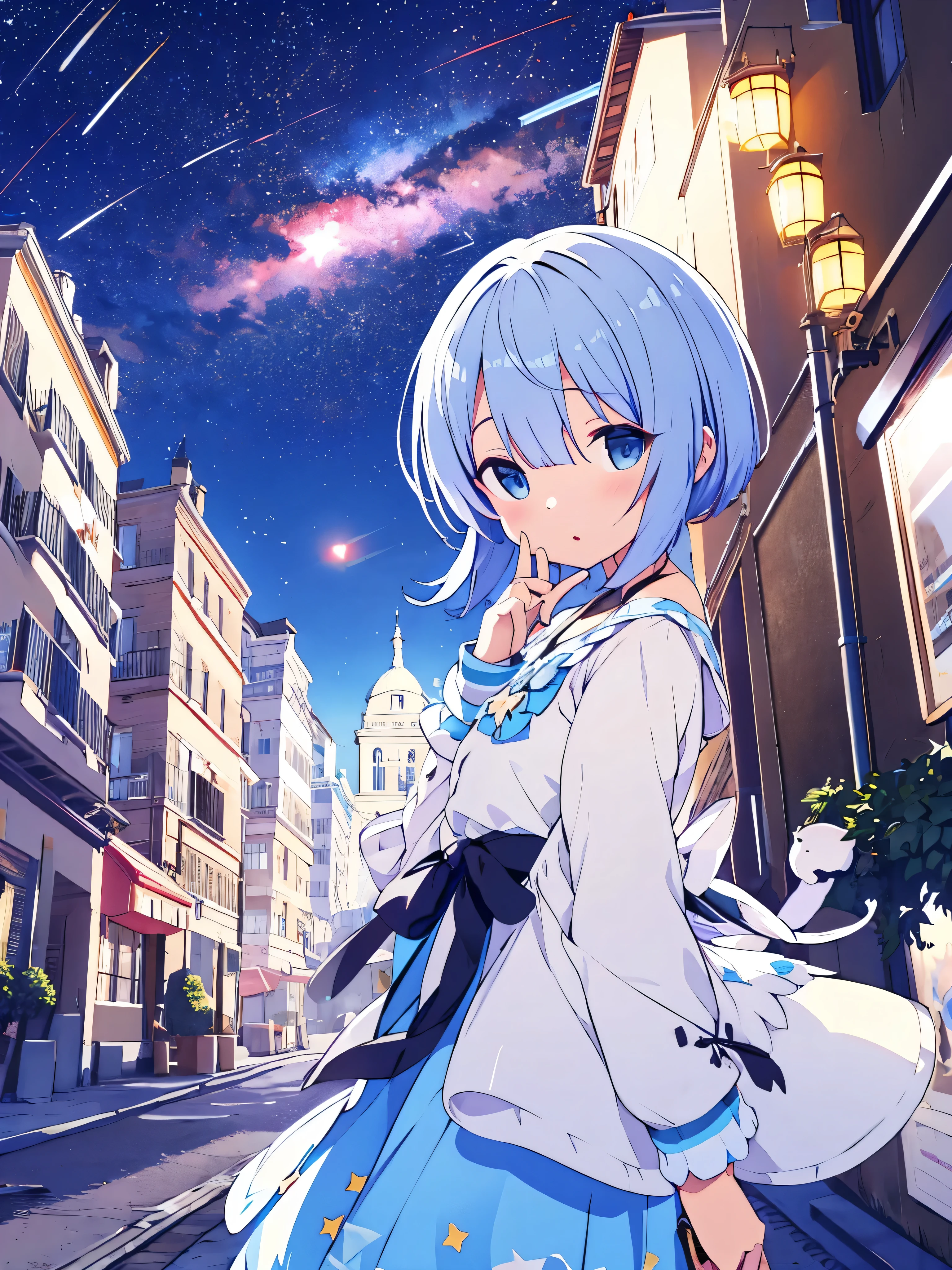 Rem de re:zero、light blue fur、shortcut, Say, casual clothes, gray plaid dress、Cast a spell on the stars in the middle of the city at midnight., panorama, landscape、black pantyhose、thigh vibrator、very big breasts、pretty eyes、Rubor&#39;s safe