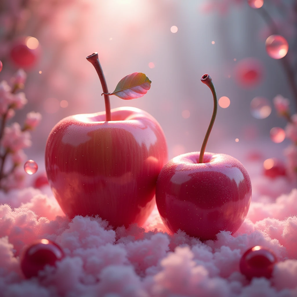 Apple and cherry, Sweet Magic, nube,    (high resolution, best qualityer:1.2), sheen, smooth contours,